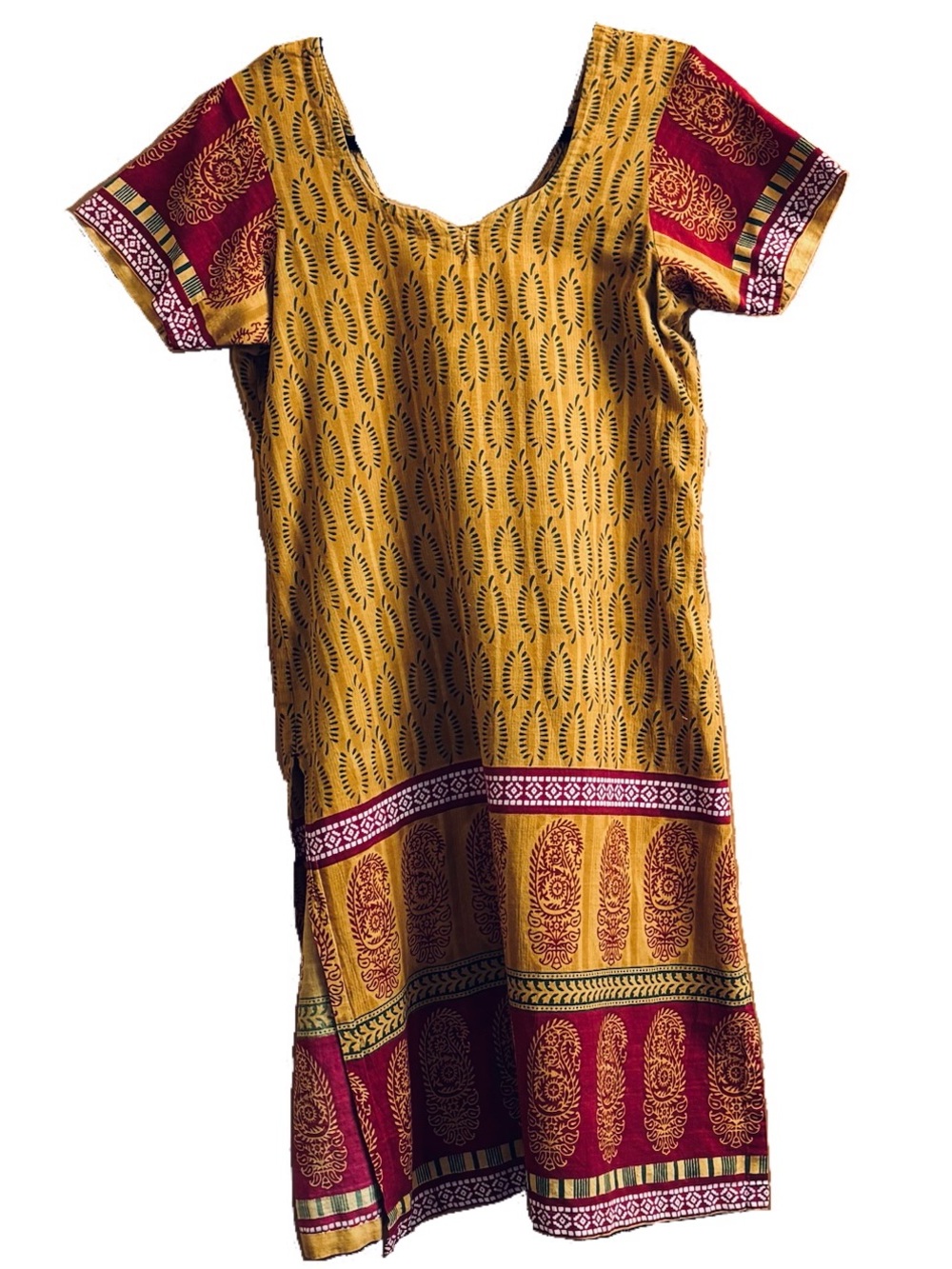 Elegant Mustard & Maroon Cotton Salwar Kurta for Women